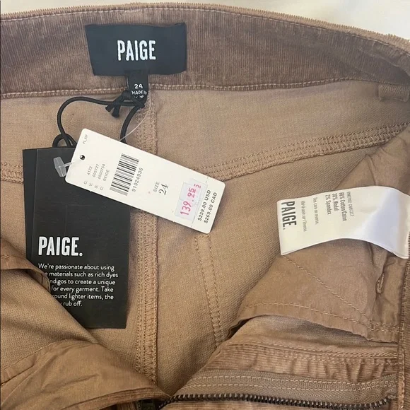 PAIGE Tan Flare Wide Leg Jeans